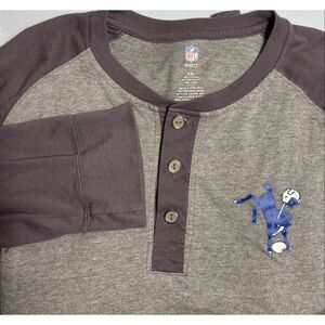Indianapolis Colts Henley Shirt Long Sleeve NFL Gray Size XXL